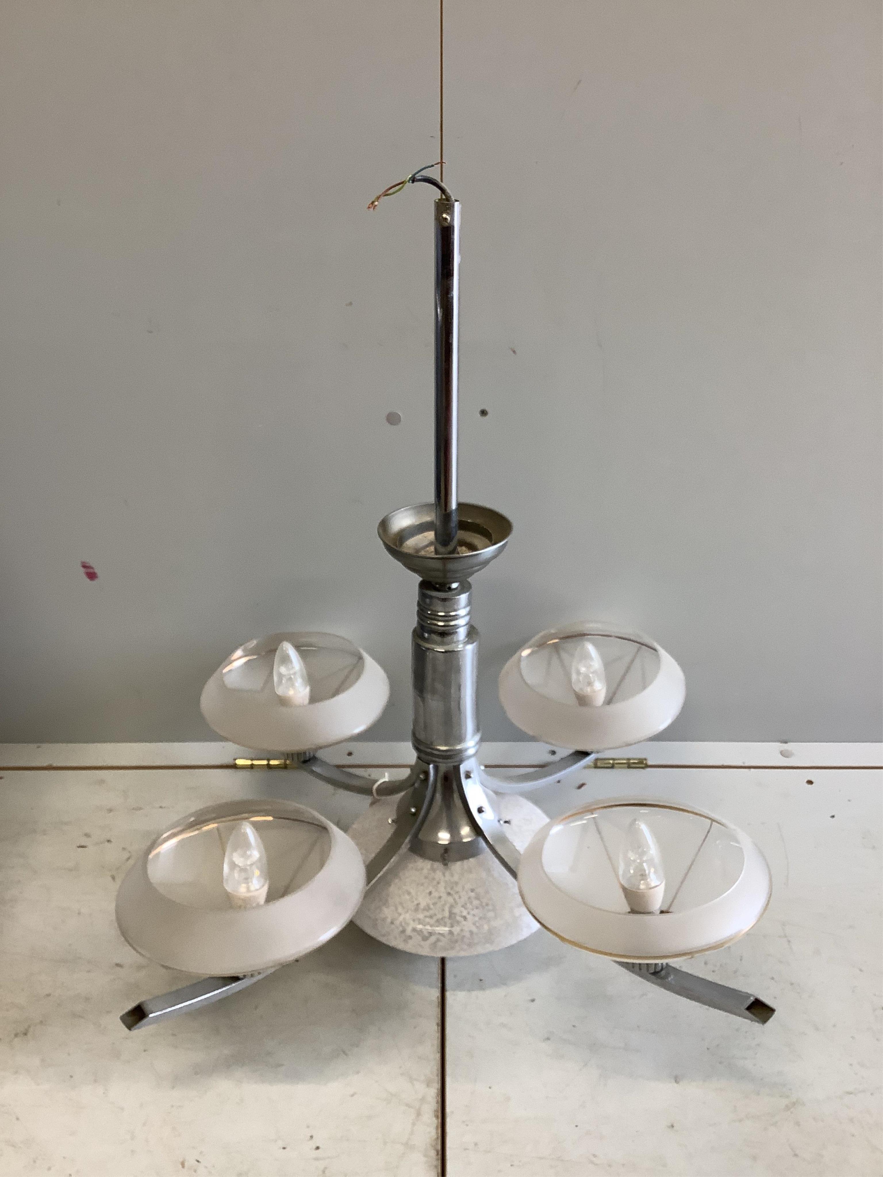 A 1950's electrolier, height 76cm. Condition - fair